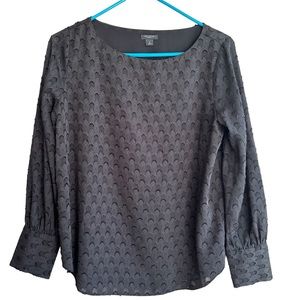 Ann Taylor Long Sleeve Black Blouse Medium P